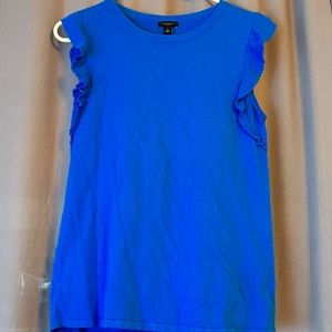 Ann Taylor Factory Beautiful Blue sleeveless sweater with ruffles
